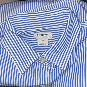 EUC J. CREW Blue White Stripe Button Up Cotton Shirt Women’s XS